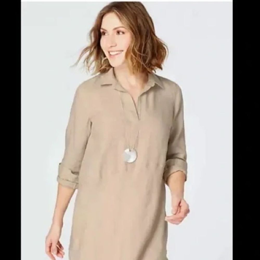J. Jill Women's Oversized Beige Long Sleeve Tunic